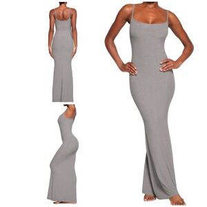 SKIMS Grey Stretchy Maxi Dress With Adjustable Straps Women’s Size XS